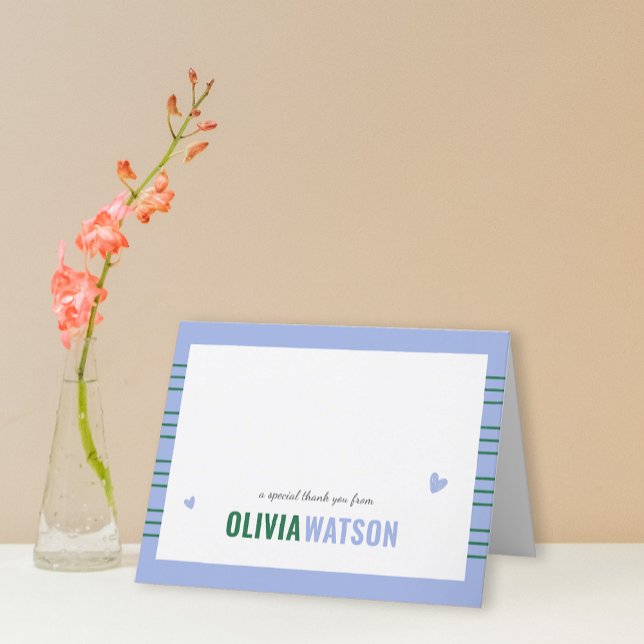 Stripe Personalised Thank You Appreciation Folded Holiday Card (Stripe Personalized Thank You Appreciation Folded Holiday Card)