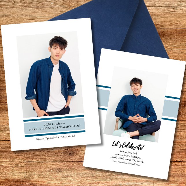 Stripe Photo Graduation Invitation (Creator Uploaded)