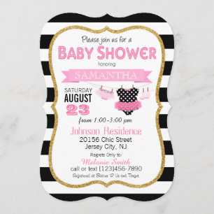 Stripe Print and Tutus Baby Shower Invite