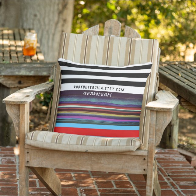 Stripe retro lines horizontal handpainted DIY Cushion (Chair)