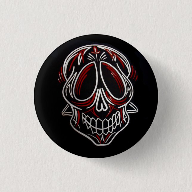Stripe Sugar Skull 3 Cm Round Badge (Front)