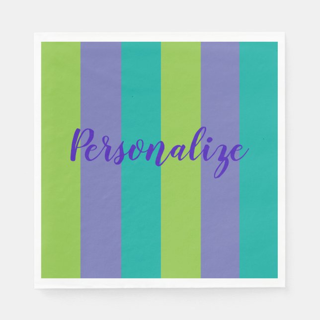 Stripe Teal, Purple Green Napkin (Front)