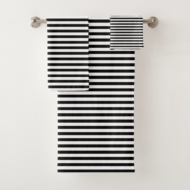 Stripe Towel Set - Black/White (Insitu)