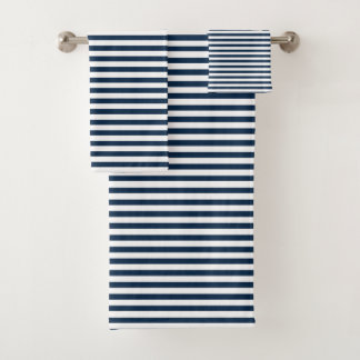 Stripe Towel Set - Navy Blue/White