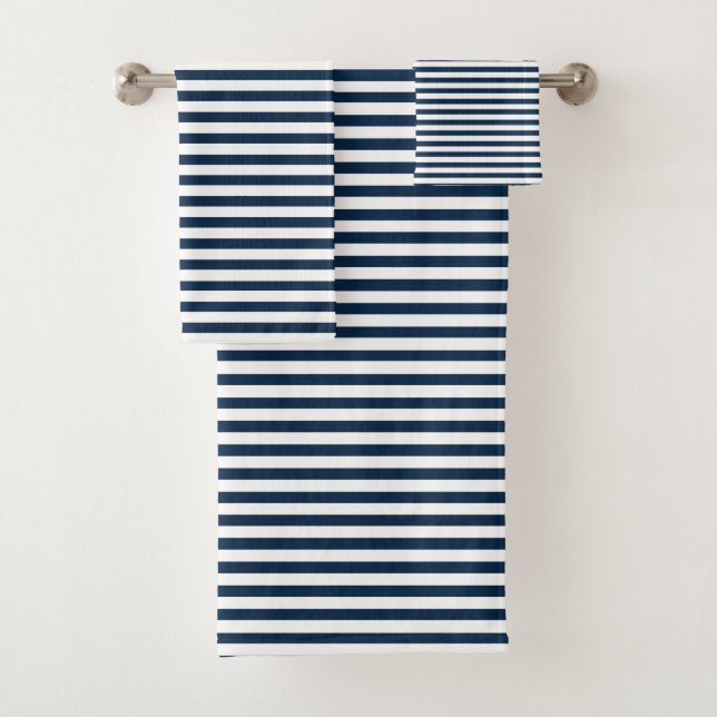 Stripe Towel Set - Navy Blue/White (Insitu)
