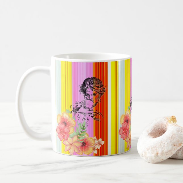 Stripe Victorian Mug (With Donut)