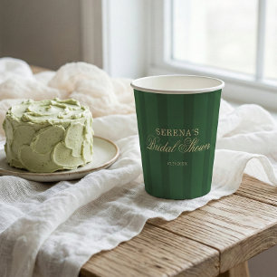 Stripe Vintage Green Bridal Shower Paper Cups