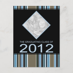 striped 2012 graduation announcement postcard