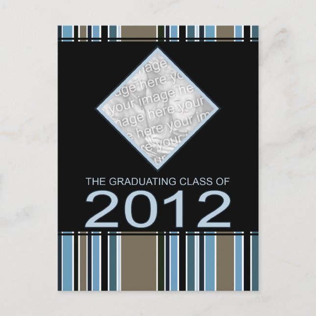 striped 2012 graduation announcement postcard (Front)