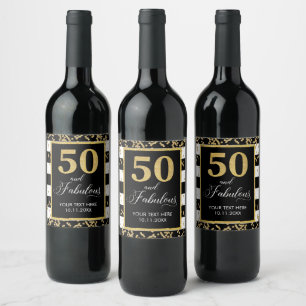 Striped 50s wine Sparkling Wine label black white 
