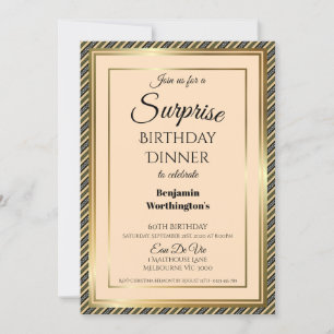 Striped 60th Surprise Birthday Dinner Invitation