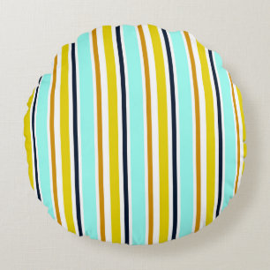 Striped abstract background with color stripes. Vi Round Cushion