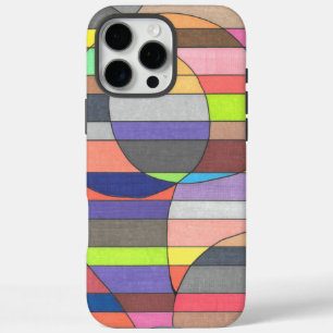 Striped Abstract with Colourful Ovals and Curves iPhone 16 Pro Max Case