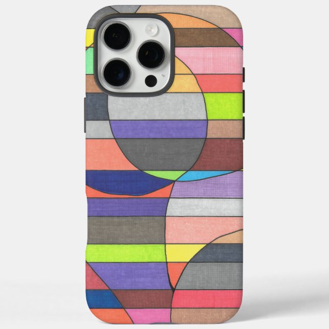 Striped Abstract with Colourful Ovals and Curves Case-Mate iPhone Case (Back)