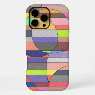 Striped Abstract with Colourful Ovals and Curves iPhone 16 Pro Max Case