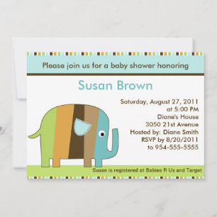 Striped African Elephant Baby Shower Invitation
