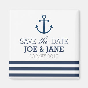 Striped anchor save the date magnet