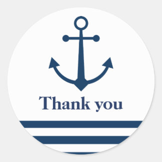 Striped anchor thank you stickers