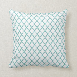 Striped And Moroccan Tile Teal Throw Pillow