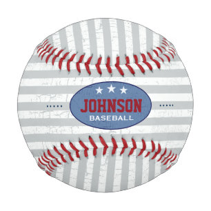 striped and personalised baseball