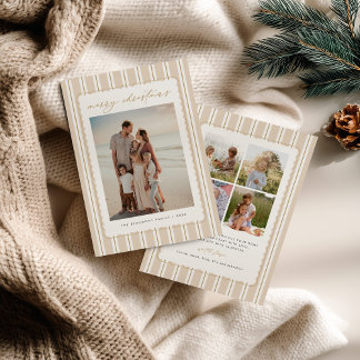 Striped and Scalloped Christmas Card with Photo