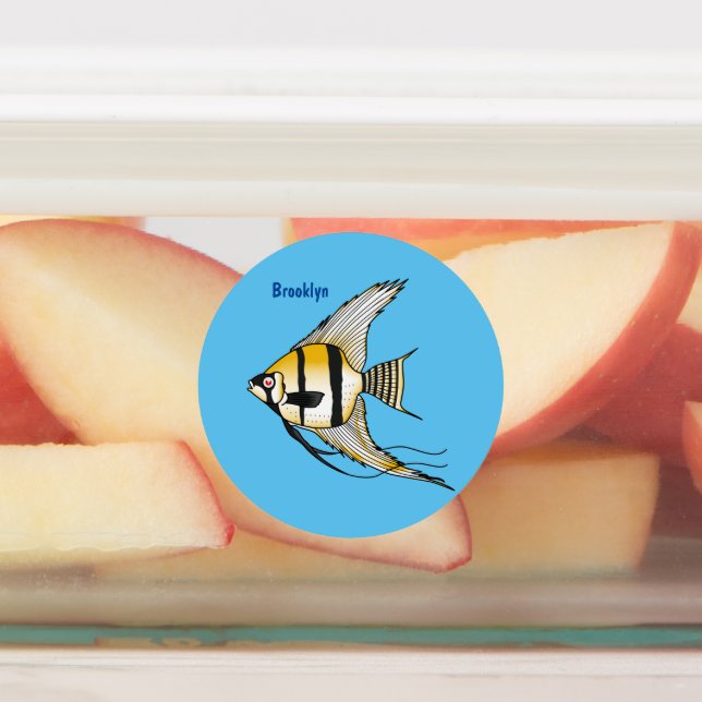 Striped angelfish cartoon illustration (Affixed)