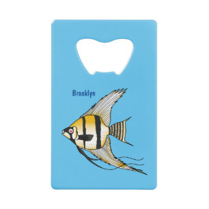 Striped angelfish cartoon illustration