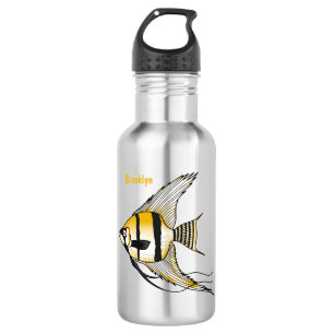 Striped angelfish cartoon illustration 532 ml water bottle