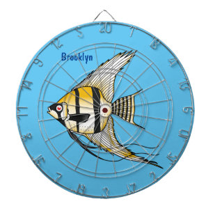 Striped angelfish cartoon illustration dartboard