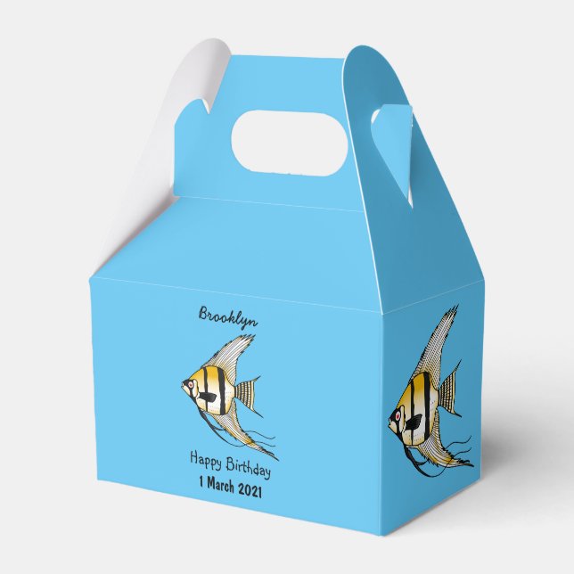 Striped angelfish cartoon illustration favour box (Front Side)