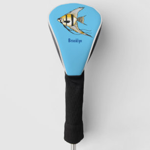 Striped angelfish cartoon illustration golf head cover