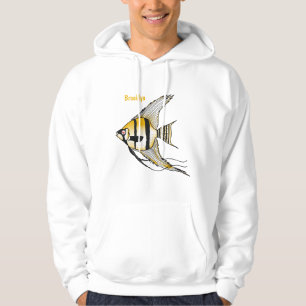 Striped angelfish cartoon illustration hoodie