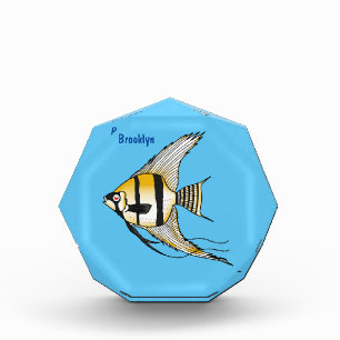 Striped angelfish cartoon illustration photo block