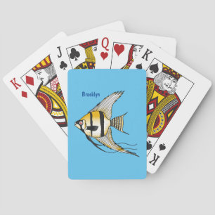 Striped angelfish cartoon illustration playing cards