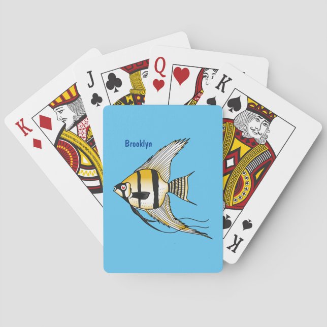 Striped angelfish cartoon illustration playing cards (Back)