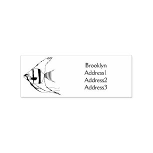 Striped angelfish cartoon illustration rubber stamp