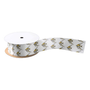 Striped angelfish cartoon illustration satin ribbon