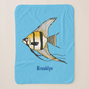 Striped angelfish cartoon illustration sherpa blanket