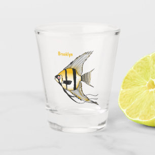 Striped angelfish cartoon illustration shot glass