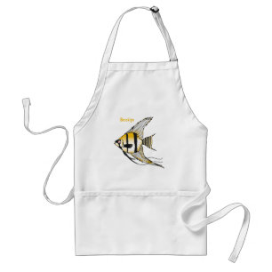 Striped angelfish cartoon illustration standard apron
