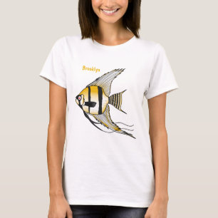 Striped angelfish cartoon illustration T-Shirt