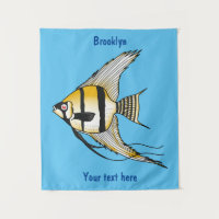 Striped angelfish cartoon illustration