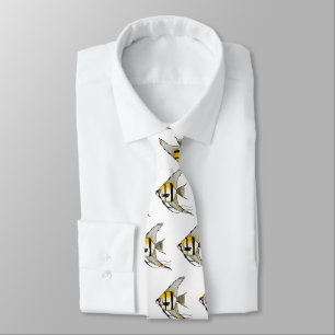 Striped angelfish cartoon illustration tie