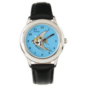 Striped angelfish cartoon illustration watch