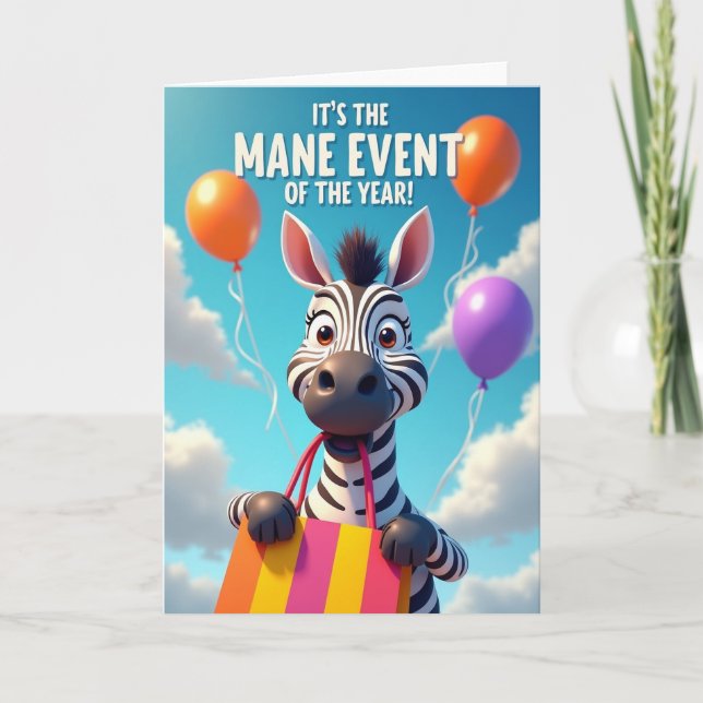Striped Animal Birthday Fun Card (Front)