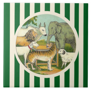 Striped Animal Menagerie Ceramic Tile
