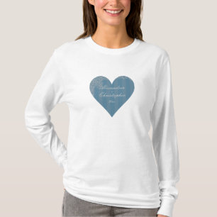 "Striped Antique Heart" - Personalised w/ Date T-Shirt