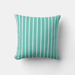 Striped Aqua Blue & White Cushion