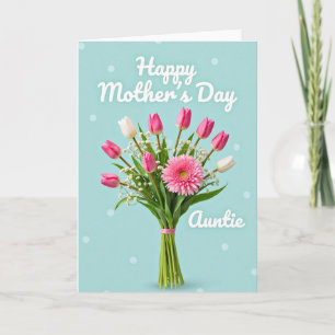 Striped Aqua Flower Bouquet Card