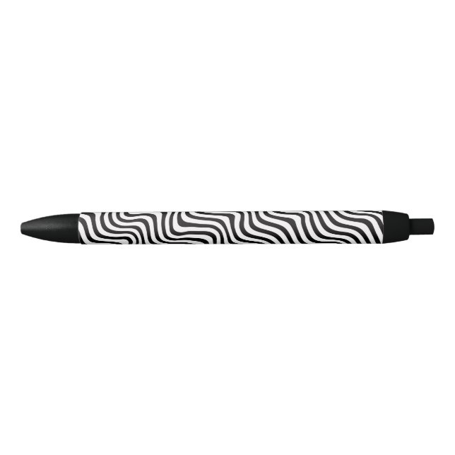 Striped B&W  Black Ink Pen (Front)